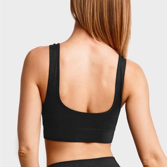 Sofra Ladies Seamless Racerback Sports Plus Size Bra - Black - Picture 2 of 3